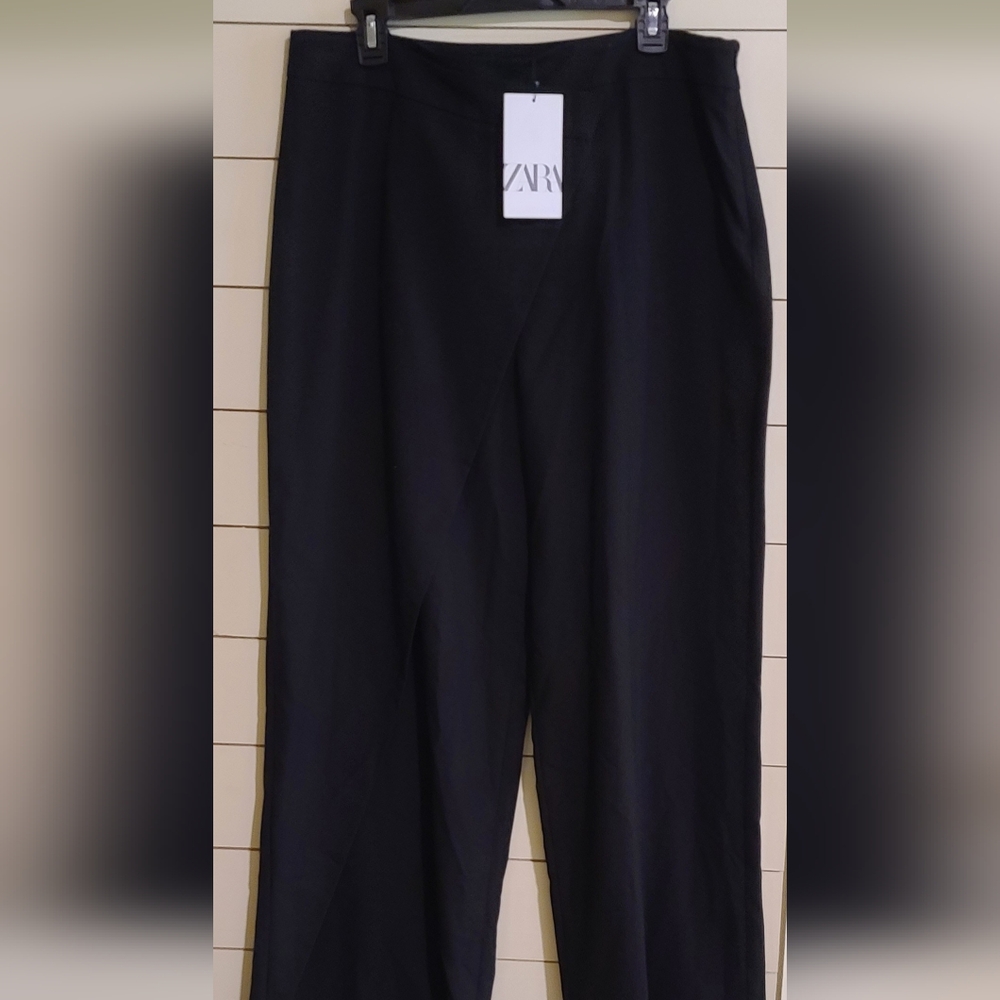 Zara NWT XL Wide leg pants with front drape detail